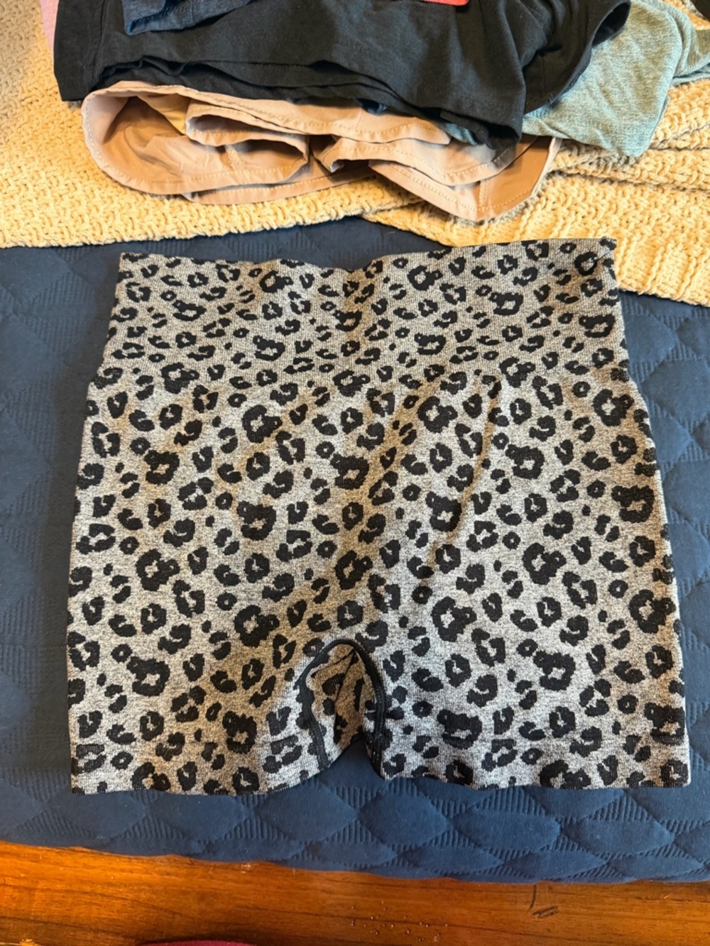 Leopard Print High-Rise Women’s Shorts - Black and Gray